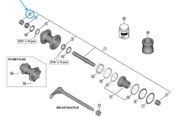 Shimano Kontermutter FH-M8110 links