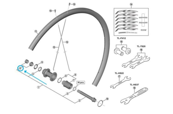 Shimano Konus-Set WH-RS170 links