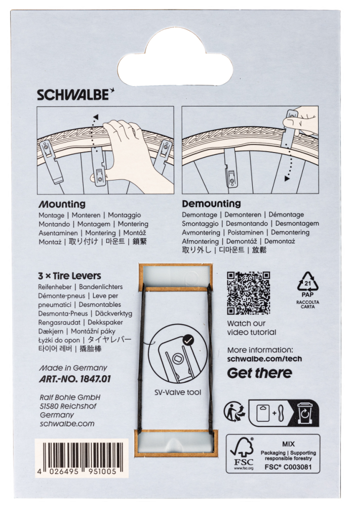 Schwalbe Pneuhebel Set à 3 Stk. skyblue