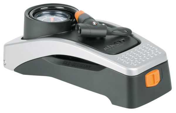 SKS Fusstretpumpe Airstep Alu/Kunststoff Multi Valve mit Manometer schwarz-silber